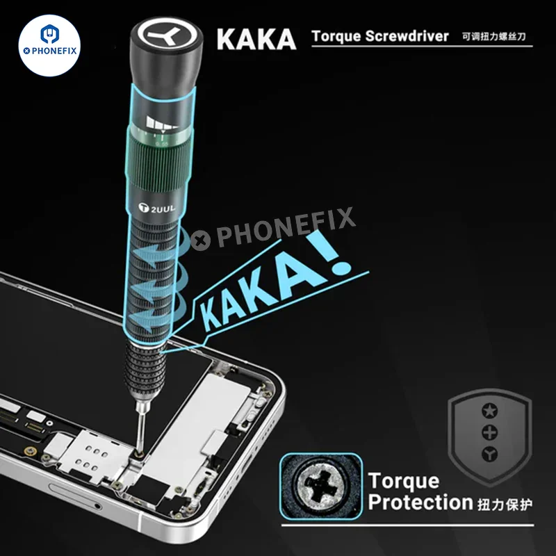2UUL KAKA 조정 가능한 토크 스크루 드라이버 전화 수리 도구 iPhone 전자 분해 도구 용 0.6mm 0.8mm 1.2mm 스크루 드라이버