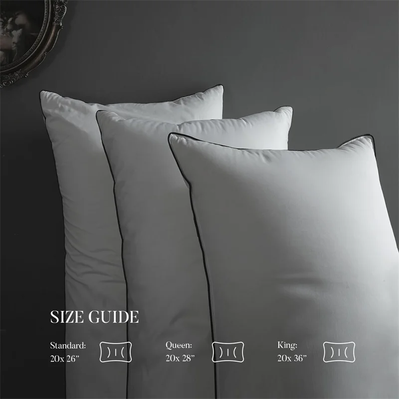 Premium 1pc Goose Down and Feather Pillows Multi-Size Fluffy Bed Pillows for Sleeping Low/Mid/High Pillow with 100% Cotton Cover 4
