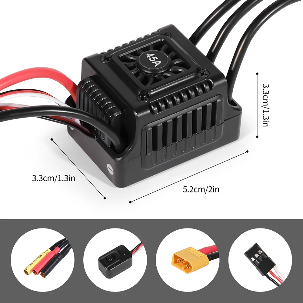 T XT60 Plug 35A 45A 60A Sensorless Brushless ESC RC Cars Truck