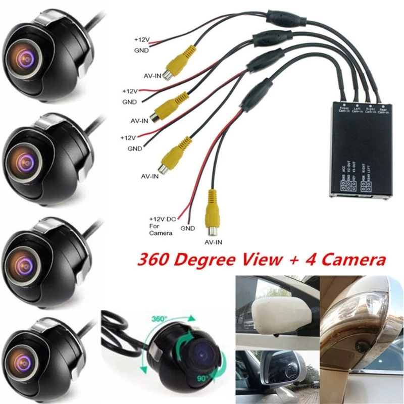 Parking Panoramic View Rearview 4 Way Reversing Camera Control Box System
