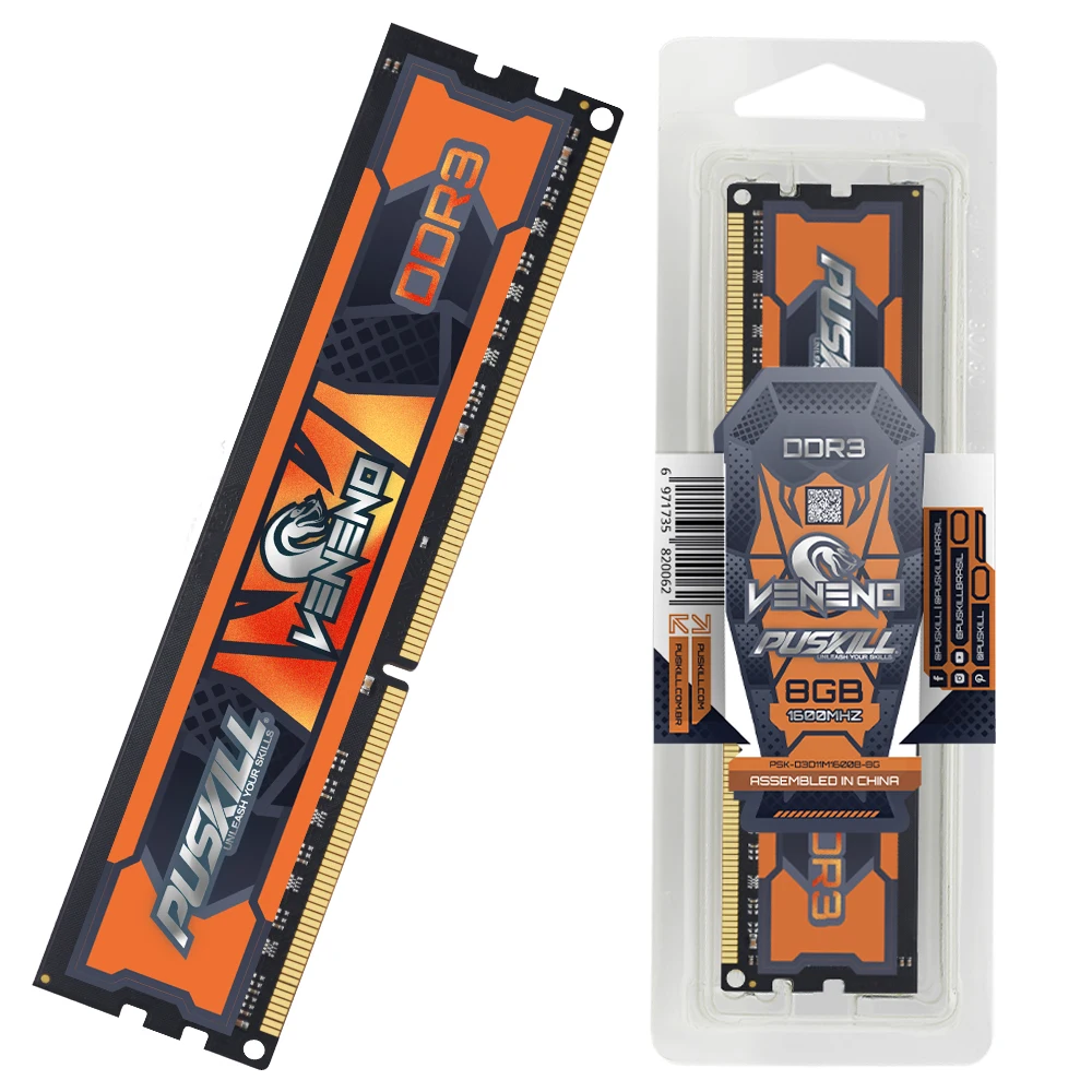 PUSKILL Veneno DDR3 Desktop RAM Memory 8GB 4GB 1.5V 1600MHz 1333MHz 240-PIN DIMM