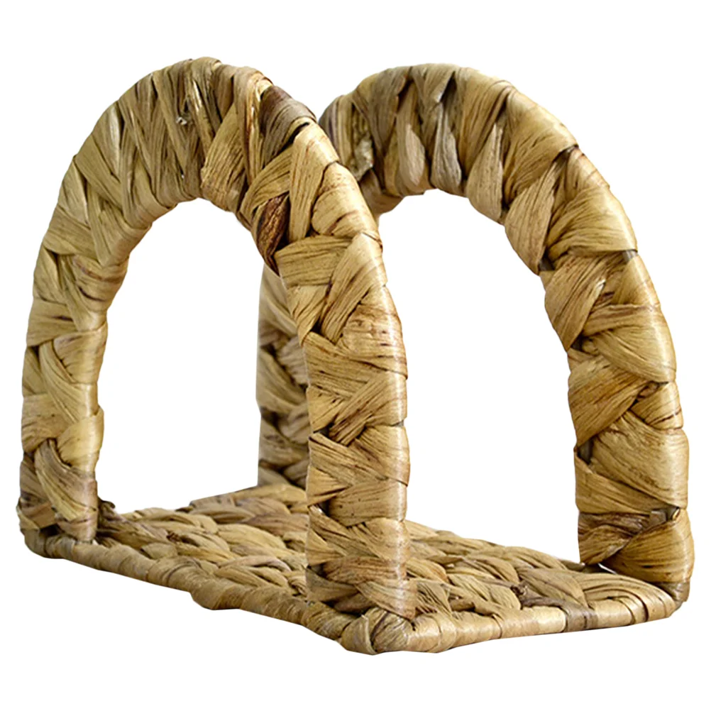 Hyacinth Straw Desktop Vertical Napkin Storage Rack Metal Holders Table Holder Family Hotel