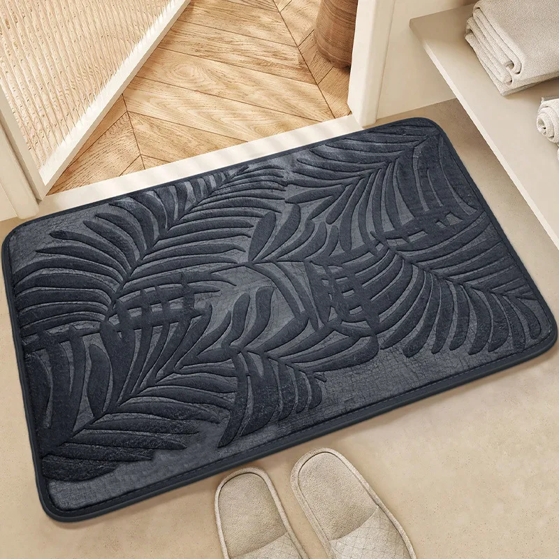 

Leaf Memory Cotton Toilet Floor Mat Bathroom Absorbent Non-slip Mat Living Room Bedroom Kitchen Home Carpet Shower Mat