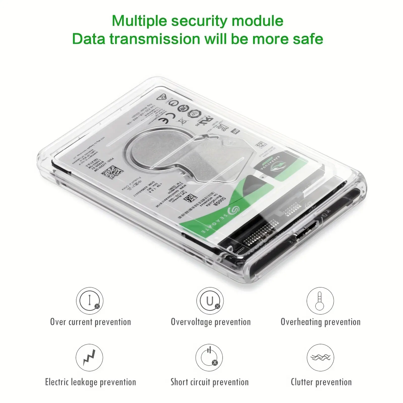 Transparent 2.5-Inch USB 3.0 External Hard Drive Enclosure