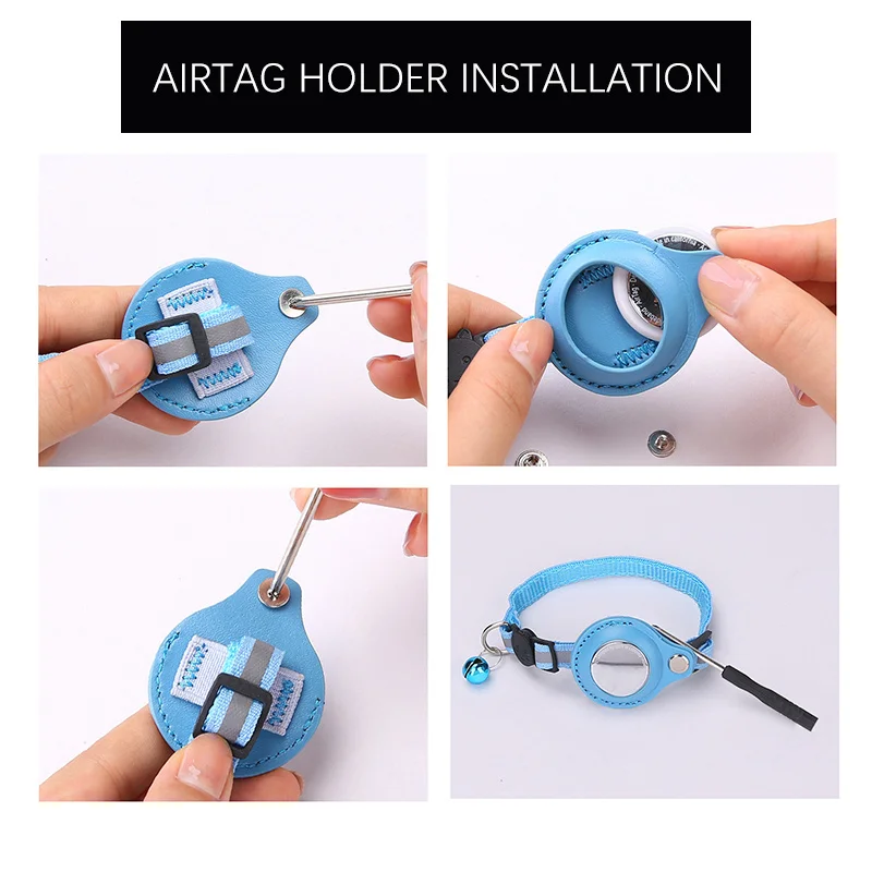 Cat Collar Breakaway With Airtag Holder-Adjustable Reflective AirTag Cat Collar With Bell Integrated Kitten GPS