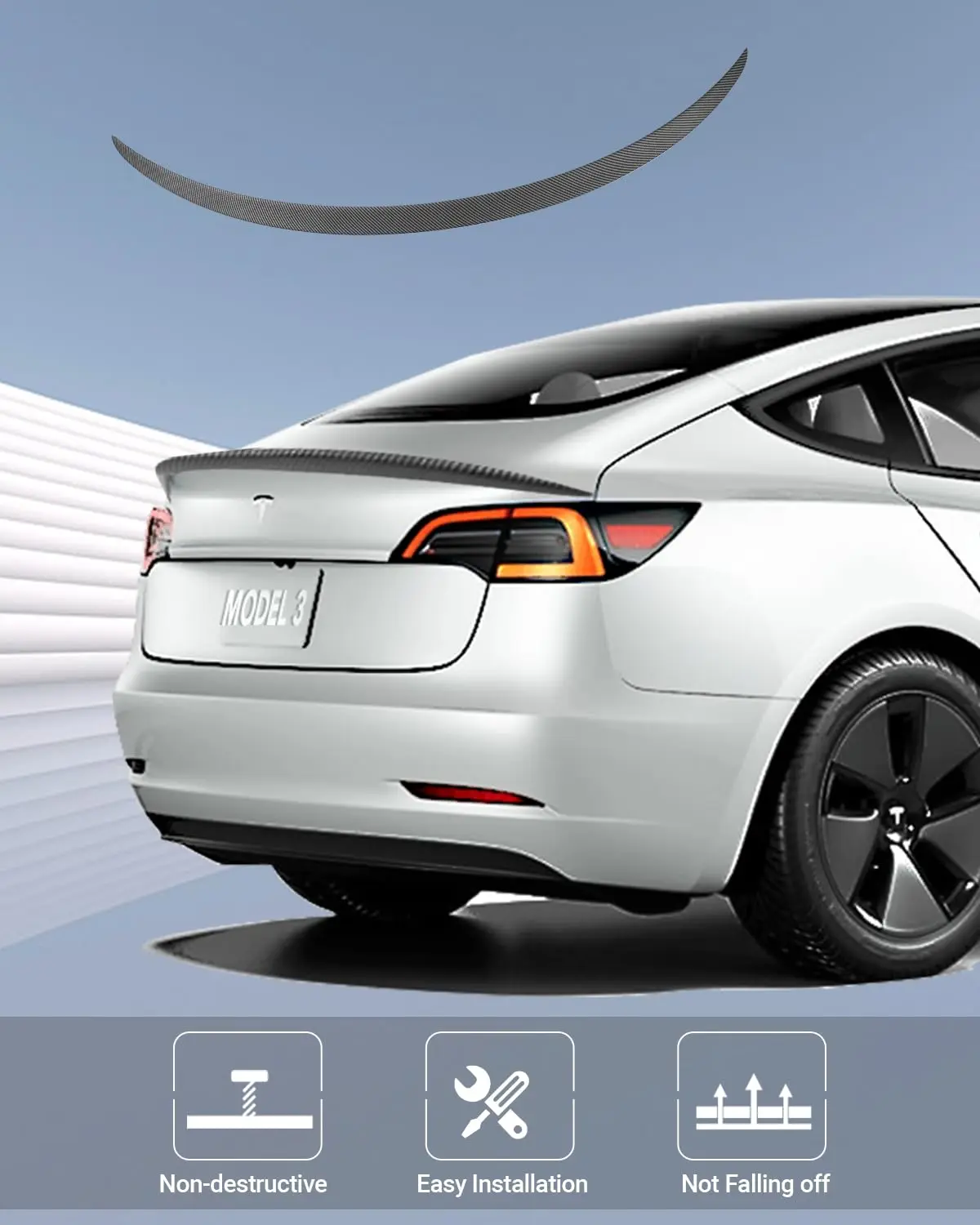 Car Rear Wing Spoiler For Tesla Model 3 Performance Original Trunk Wing ABS Black Carbon Fiber Tesla Model 3-Accessories