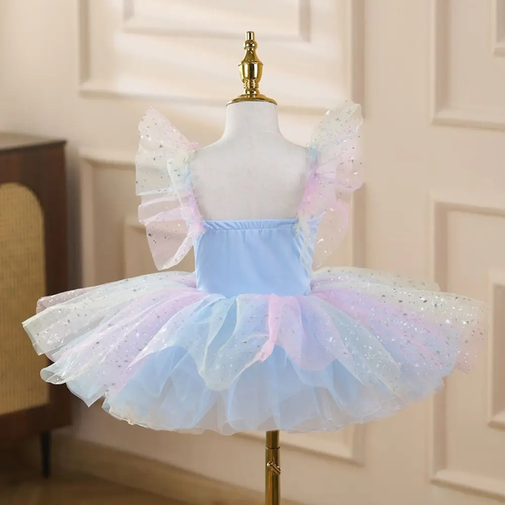 Modisches Pailletten-Ballettkleid für Kinder, bauschiges Partykleid, Performance-Kleidung, modernes Ballett-Tutu, Tanzkleid – Detail 9