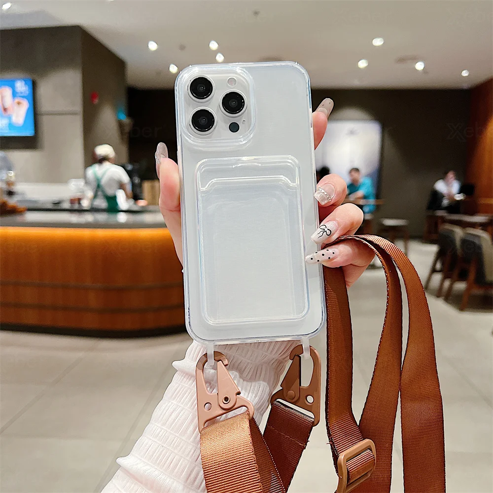 Clear Crossbody Lanyard Phone Case with Shockproof Silicone Back and Shoulder Strap