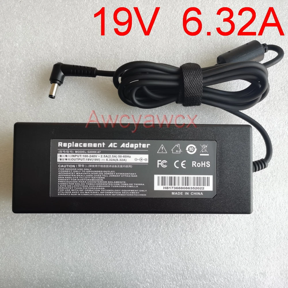Gaming Laptop Adapter 19V 6.32A 120W 5.5mm*2.5mm AC Power Charger For