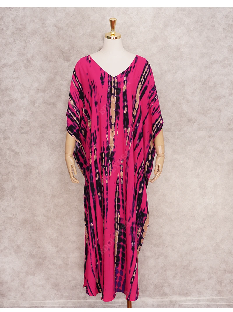 2023 Red Bohemian Striped Women Beach Dress Bathing Suit Cover Up Summer Tunic For Woman Beachwear bobe de plage Kaftan N1218 5