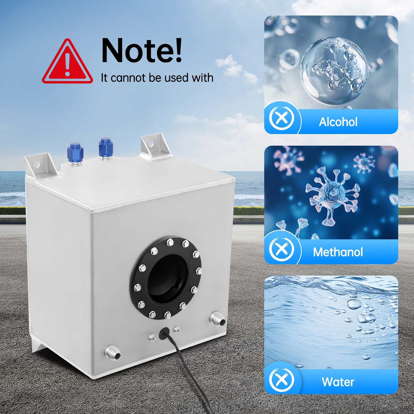 20L Universal Aluminium Kraftstofftank Kraftstofftank Ausgestattet W | Ölstandsensor, 0–90 Ohm Aluminium-Renntank für die meisten Fahrzeuge, Silber – Detail 6