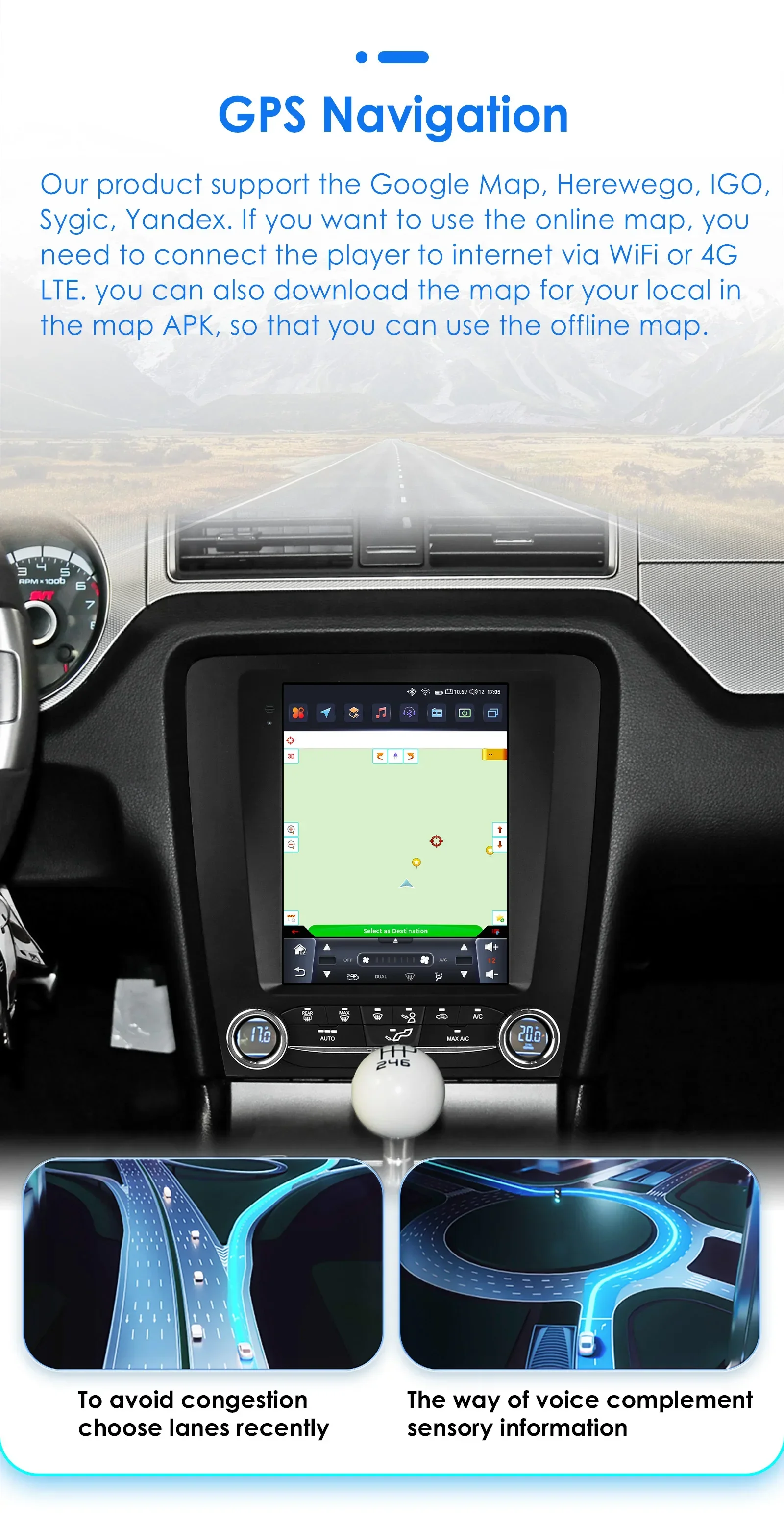Hizpo Android 14 Autoradio für Ford Mustang 2010–2014 Audio-Multimedia-Player CarPlay Android Auto GPS BT 4F WIFI Autoradio AI – Detail 30
