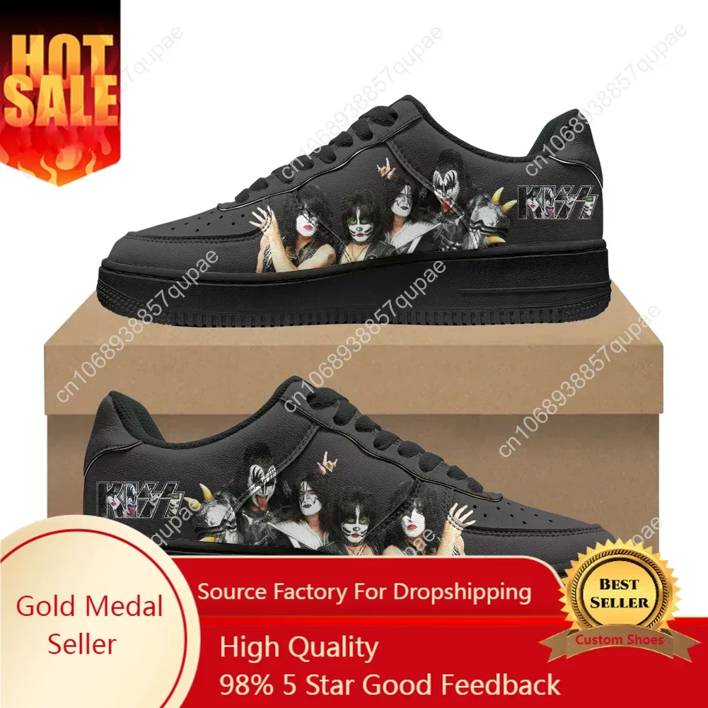 

Kiss Heavy Metal Rock Band Music Shoes AF Basketball Me Mens Womens Running Sports Flats Force Sneakers Mesh Custom Made Shoe