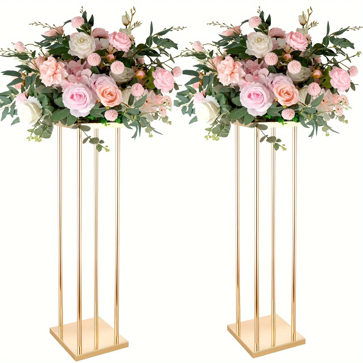 

2/10pcs Wedding Centre Desktop Decoration Metal Vase, 23.6/31.5in High Rectangular Flower Arrangement Display Stand, For Road Gu