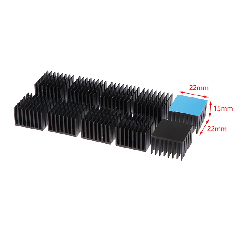 알루미늄 방열판 라디에이터 쿨러 5 개, 22x22x15mm, 전자 칩 IC LED 컴퓨터용 열 테이프 포함, 신제품