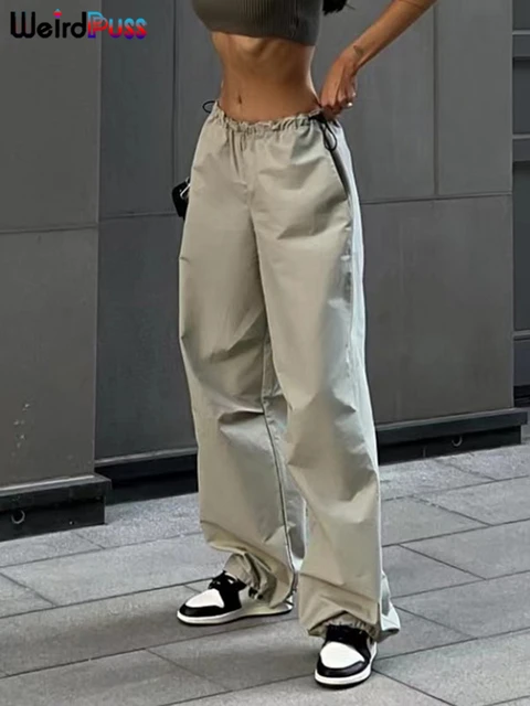 Baggy Cargo Parachute Pants Y2k Jogger Trousers Wide Leg Retro Old School  Hip Hop Casual Cargo Pants For Ladies Women Fall - AliExpress
