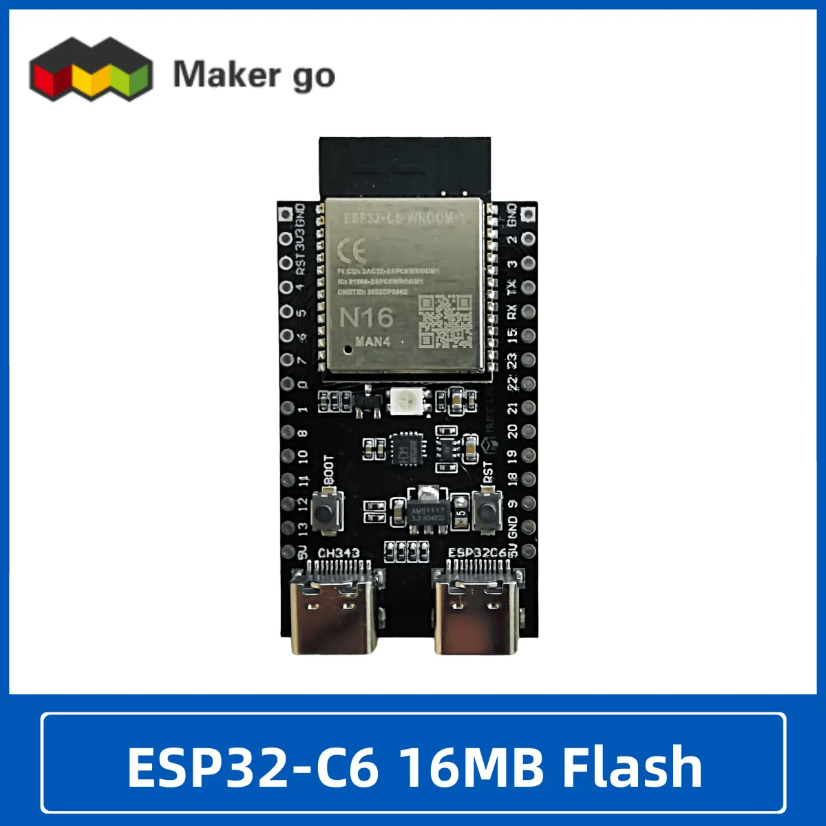 ESP32-C6 16MB Flash ESP32 WiFi+Bluetooth Internet Of Things ESP Development Board Core Board ESP32-C6-DevKit N16R2 For Arduino