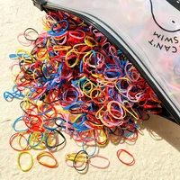 500/1000/2000pcs Girls Colourful Disposable Rubber Band Hair Ties Headband Children Ponytail Holder Bands Kids Hair Accessories 6