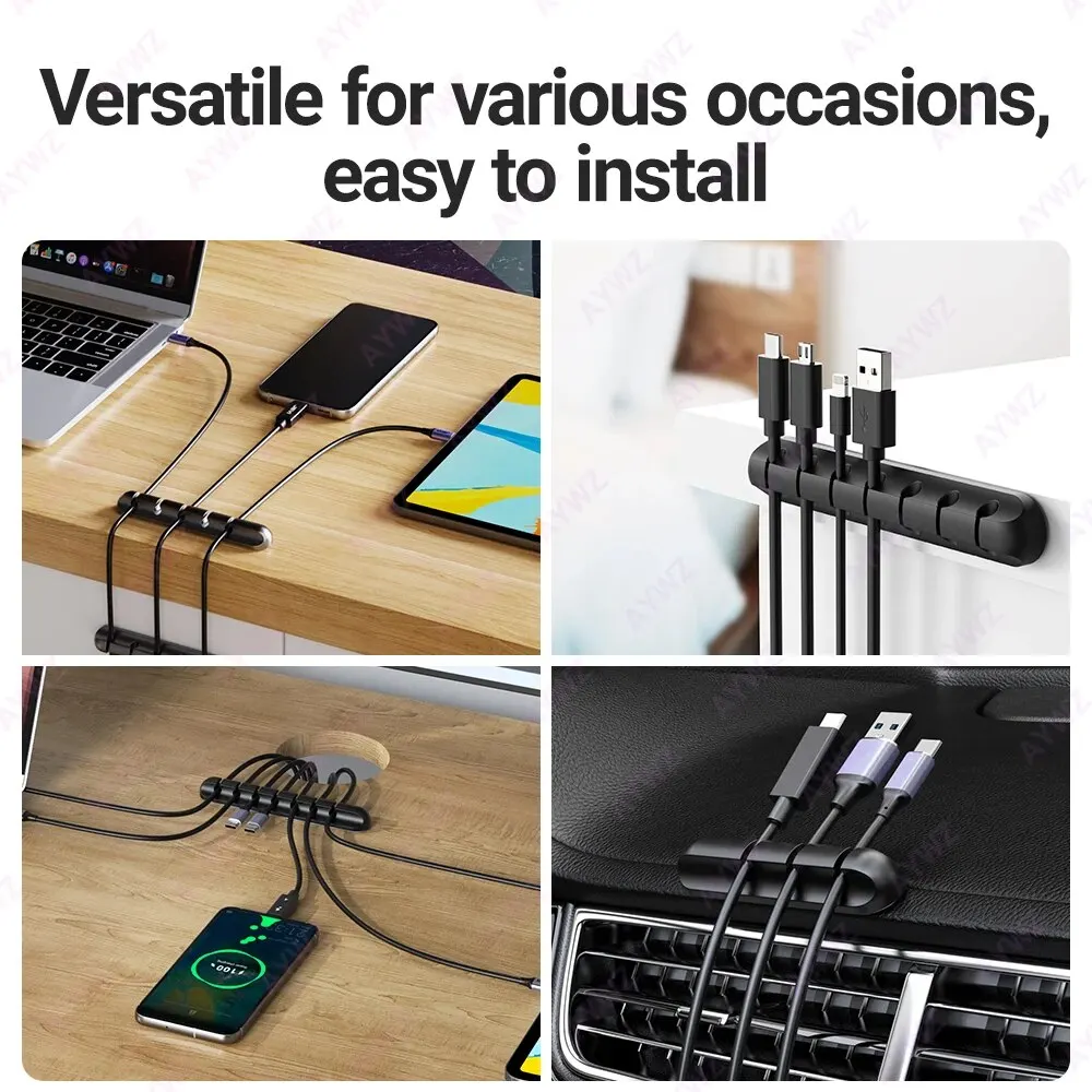 Adhesive Cable Holder Clips for Desk and Nightstand Wire Organization