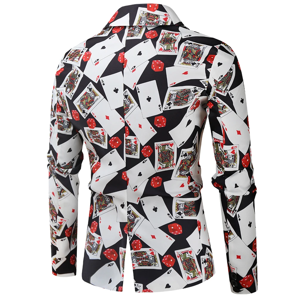 Mens Blazer Jacket Coats Playing Cards Poker 3D Print Party Dress Suit Costume men blazers