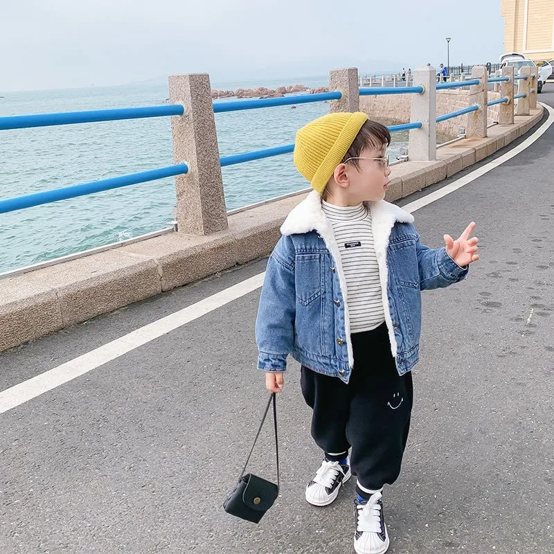 Winter Baby Boys Denim Coats Cotton Padded Warm Jacket Down Parkas Kids Children Casual Comfortable Overcoats Clothes