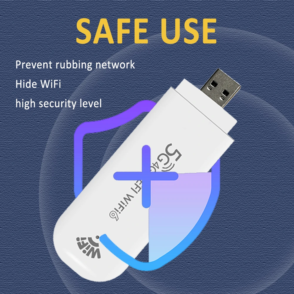 TIANJIE MF782D Wi-Fi 6 مودم USB نقطة اتصال واي فاي متنقلة محمولة، 3 هوائي MIMO Technology Wifi Router، SIM Router Global Band