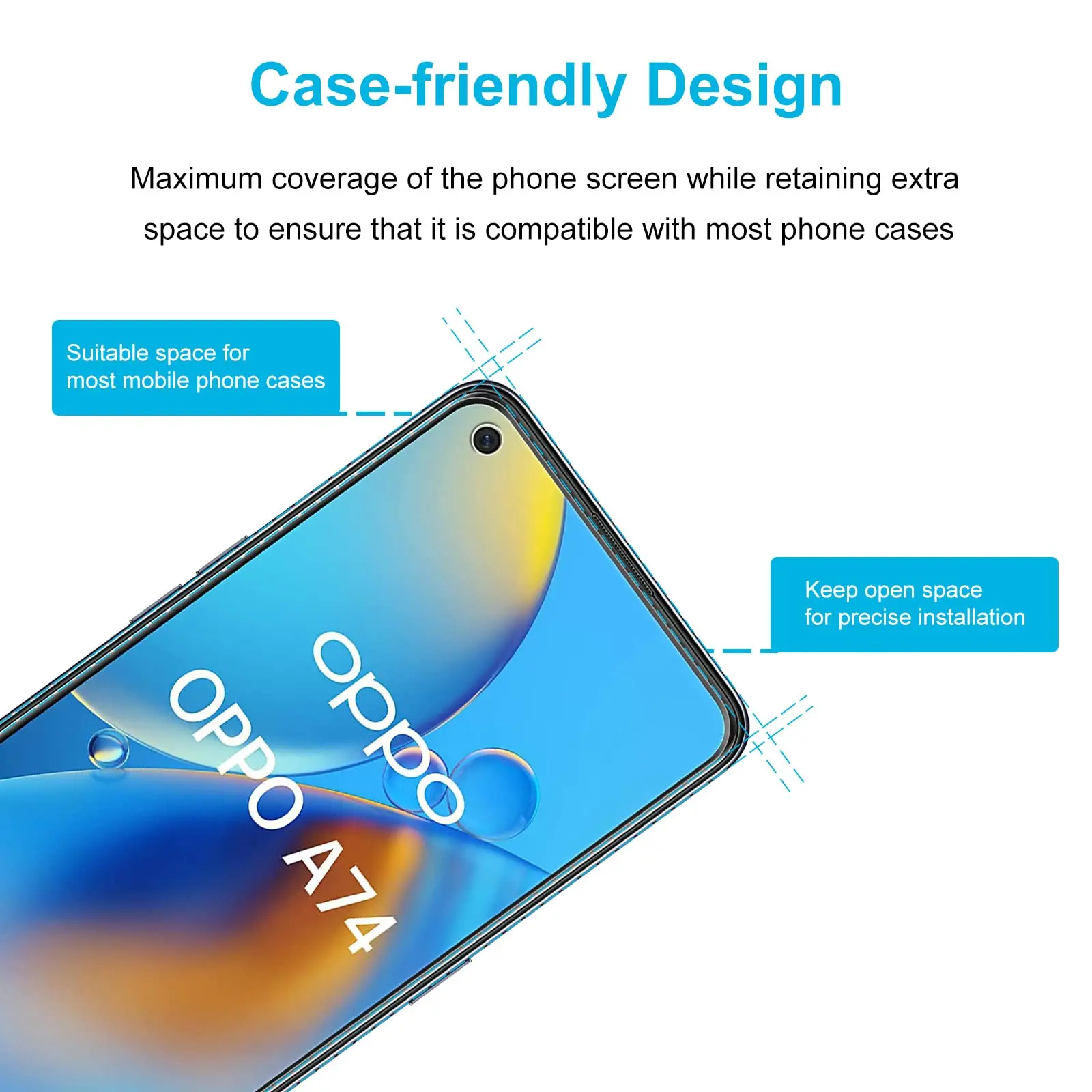 HD Clear Tempered Glass Screen Protector, Anti-Scratch and Case-Friendly