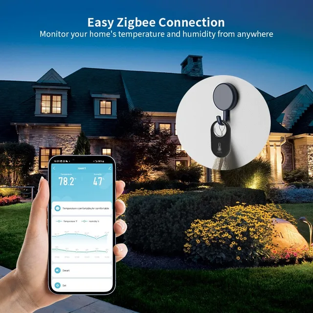 Tuya Smart Zigbee Hanging Temperature Humidity Sensor Removeable Smart Life Thermometer Detector Alexa Google Home Voice Control 3