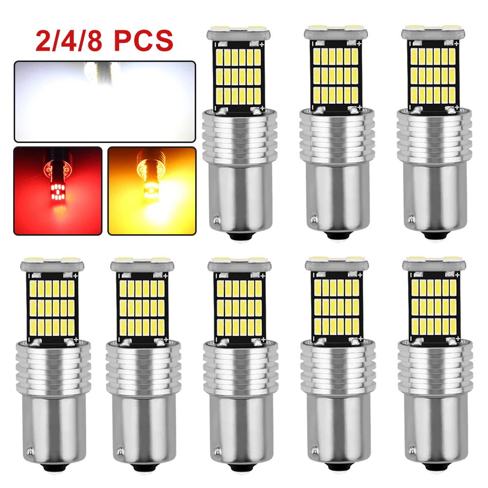 2/4/8 PCS Super Bright 1157 BAY15D 1156 BA15S LED Bulbs Canbus 12V 24V  4014-45SMD 1000LM Car Parking Brake Turn Signal Lights