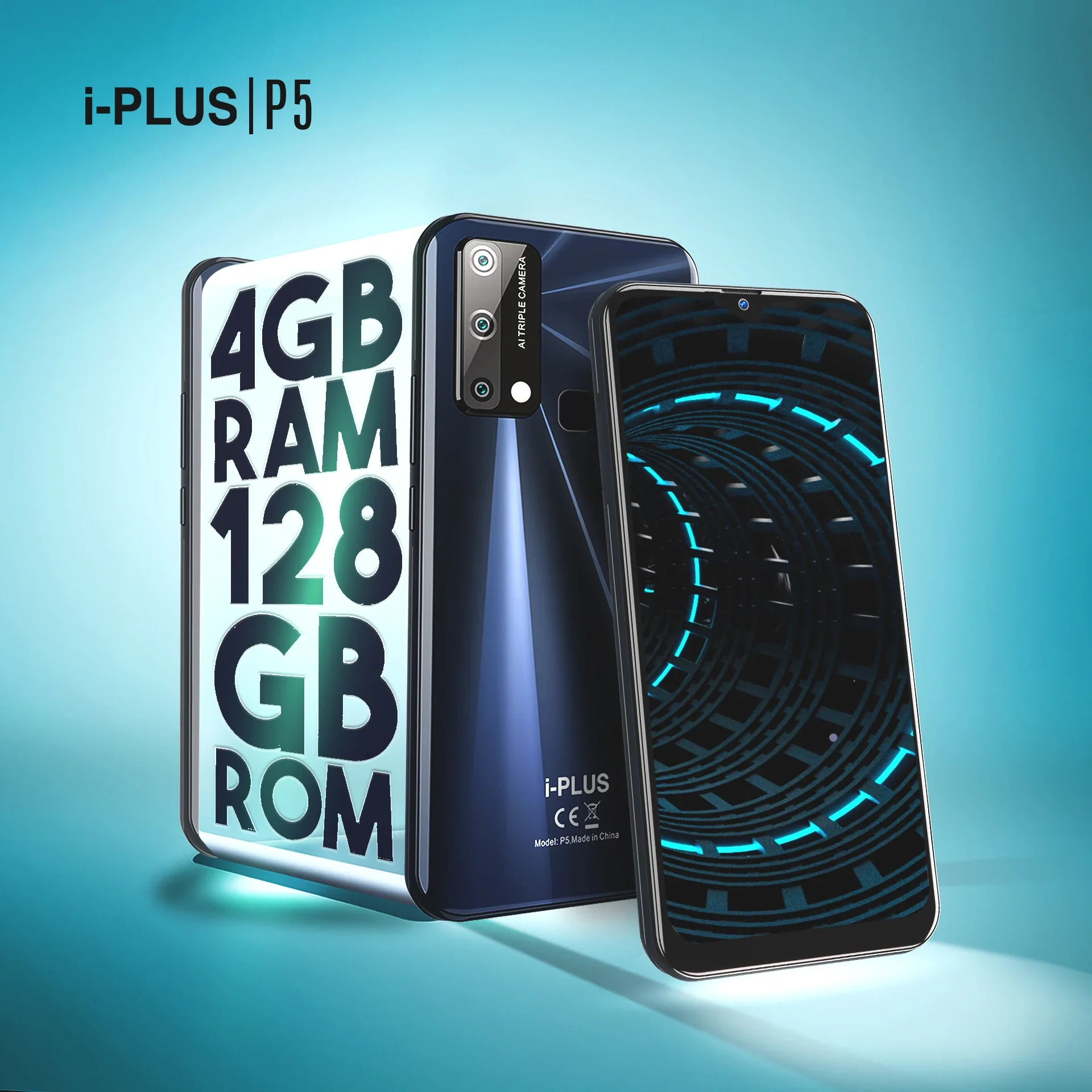 IPLUS P5 Smartphone 6.6" IPS 4GB RAM 128GB ROM Helio P60 Octa Core 4000MAh Android 11 13.0MP AI Triple Camera Mobile Phone 3