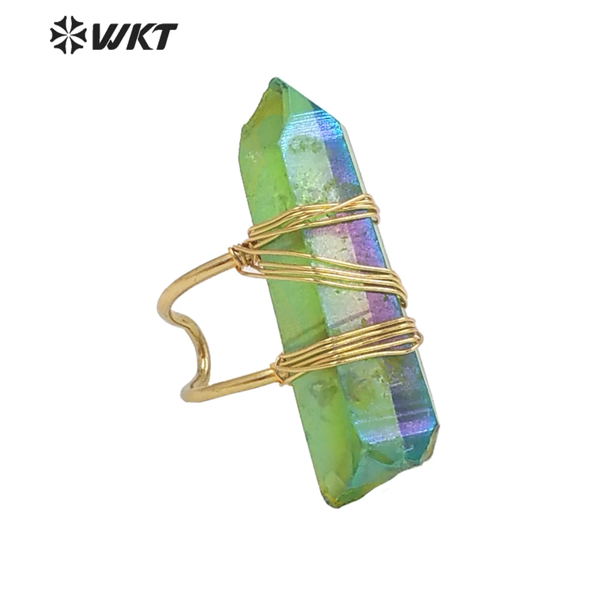 

WT-R392 WKT 2022 Lovely Colorful Natural Auras Quartzs Ring For Multiolor Stone For Women Gems Party Decoartive