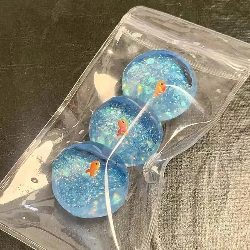 Ocean Planet Cartoon Goldfish Squishy Toy - Glittery Fidget Gadget for Stress Relief, Cute Decompression Toy for Leisure