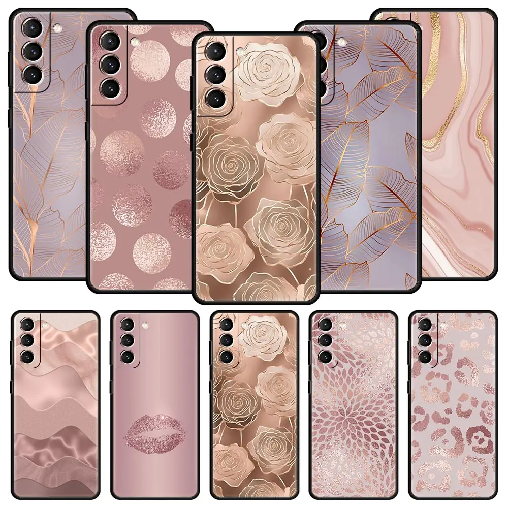 Elegant Rose Gold Art Phone Case - Stylish Soft Silicone Cover