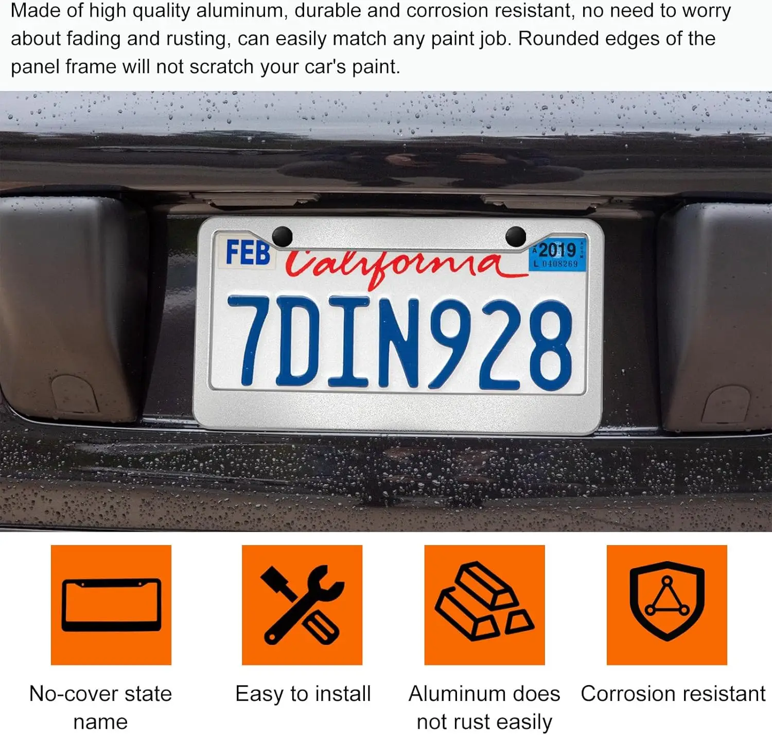 Aluminum Alloy License Plate Frame Cover 2 Hole for Car Front Rear License Plate Holder with Screws Caps Silver Tone license plate frame license plate holder license plate bracket