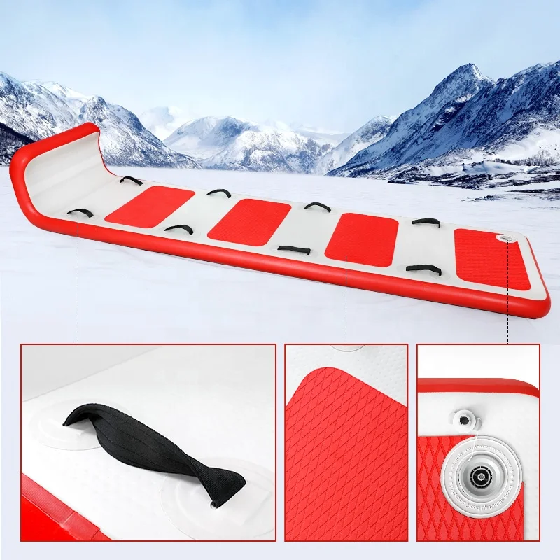 Foldable Pvc Towable Snow Tube Winter Sports Inflatable Toboggan Drop Stitch Snow Sled With Handles