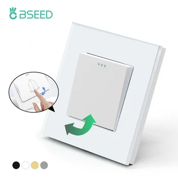 BSEED 기계식 푸시 버튼 스위치, 1 방향 벽 조명 스위치, 도어 벨 스위치, 유리 프레임, 10A, 2 갱