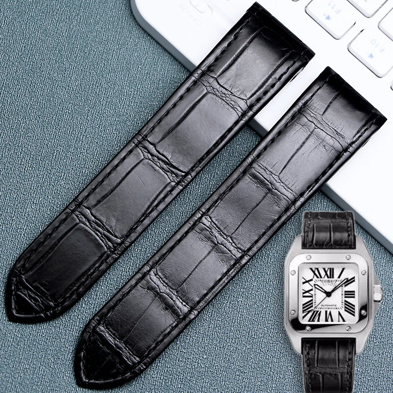 

Watch Accessories Band for Cartier Santos 100 American Crocodile Skin Comfortable Feel 20mm 23mm Durable High-quality Fit Men