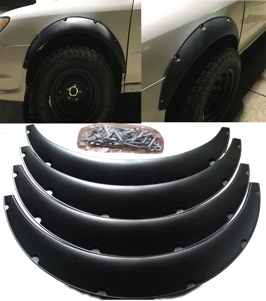 4PC 3.1/80mm Universal Flexible Car Fender Flares Extra Wide Body Wheel  Arches