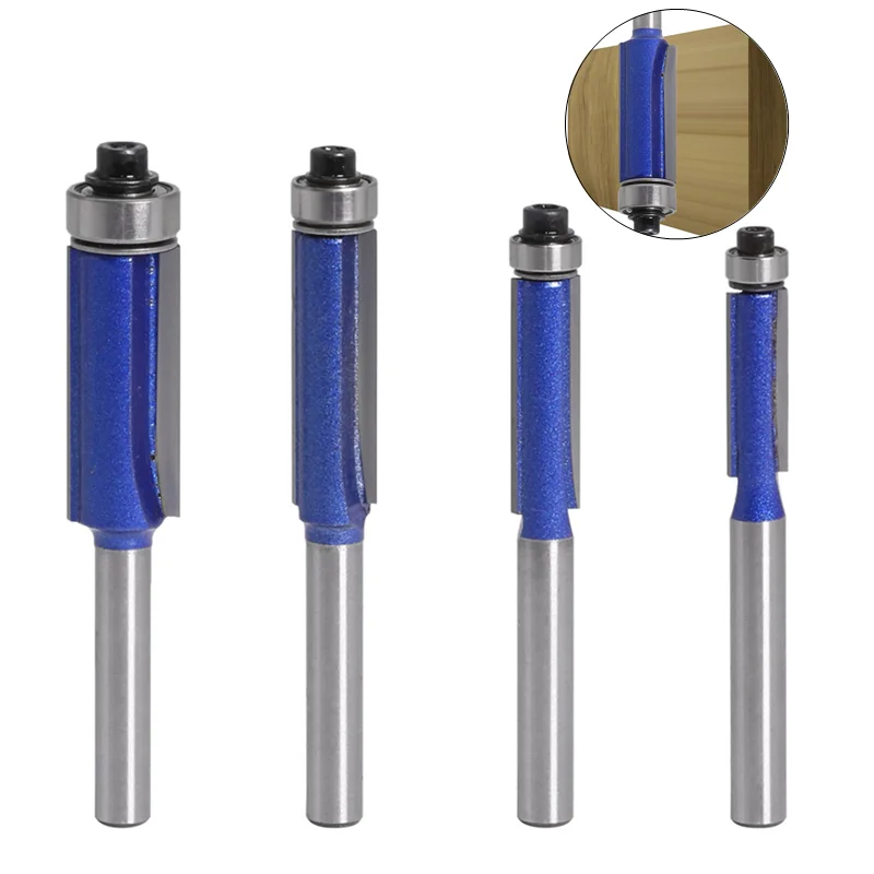 1 Pz 8Mm Gambo A Doppio Taglio Trim Router Bit Con Cuscinetto Per Legno Modello Modello Bit Fresa In Carburo Di Tungsteno Per Legno