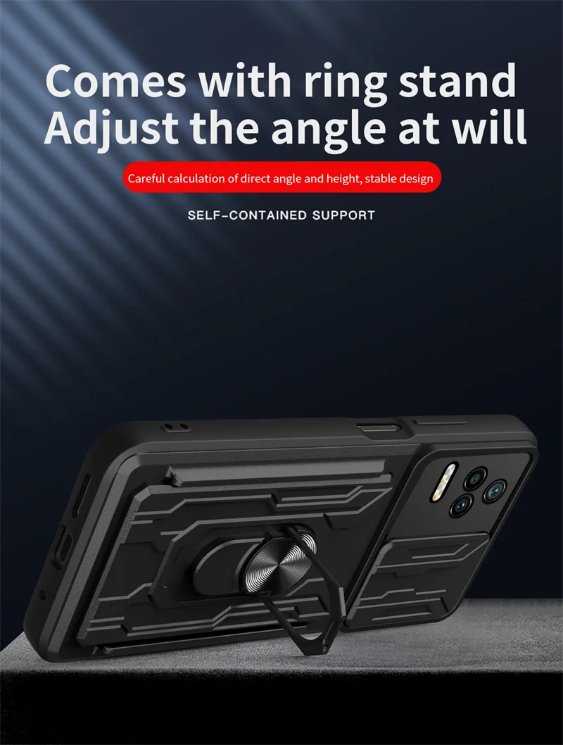 For Xiaomi Poco F4 5G Case Car Magnetic Ring Bracket Armor Back Cover For Poco Poko Pocco Little F4 F 4 PocoF4 Card Slot Cases