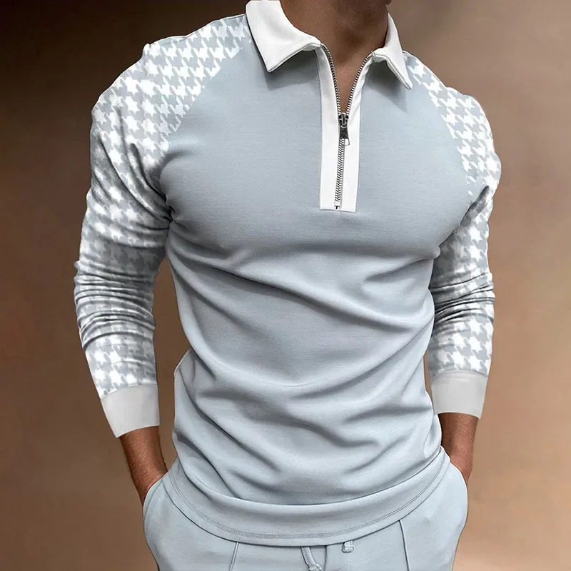 

Spring Autumn KPOP Fashion Style Harajuku Slim Fit Tshirts Loose Casual All Match Zipper T-shirts Lapel Long Sleeve POLO Shirt