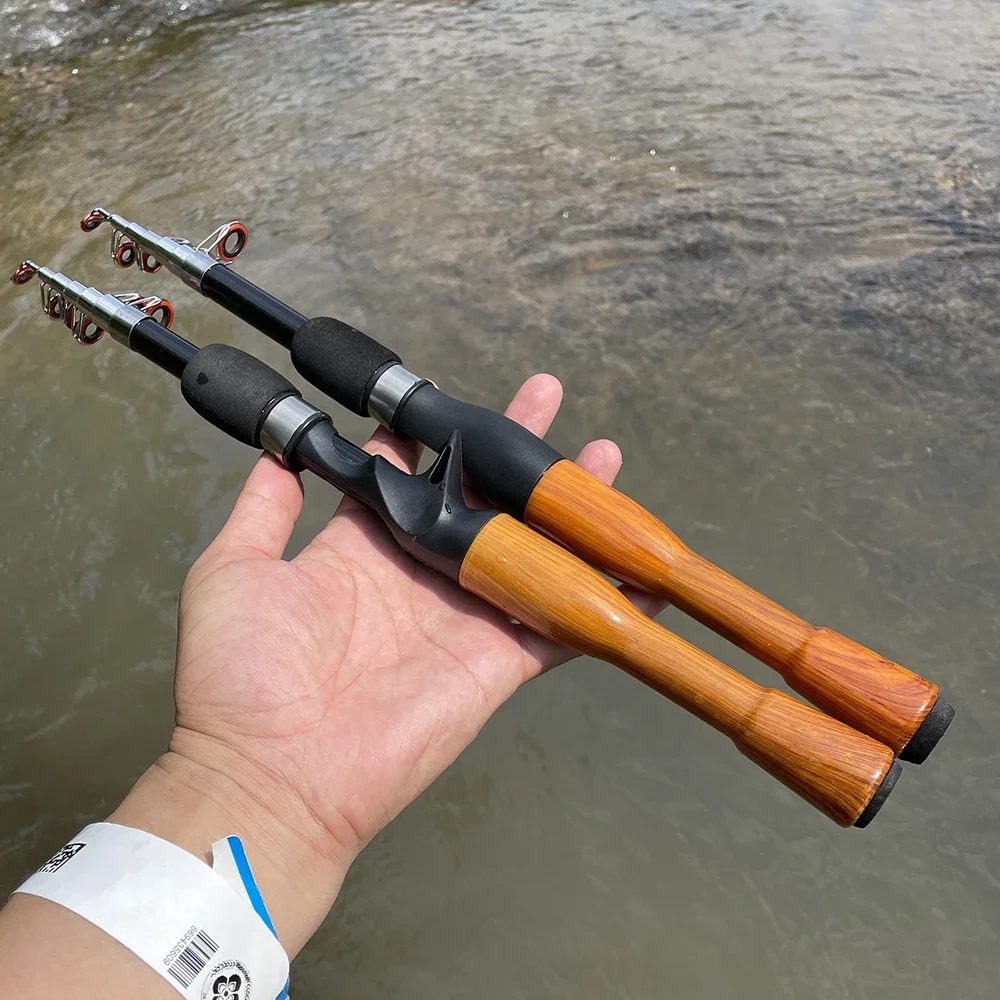 Telescopic Lure Rod Carbon Fiber Spinning/casting Fishing Pole 1.3m-1.8m  Ultra Short Portable Travel Fishing Rods Wooden Handle - AliExpress