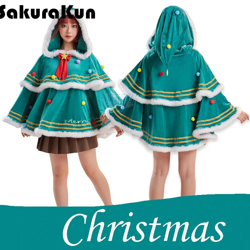 

Christmas Costume Tree Shaped Cloak Green Christmas tree Warm Nordic Style Cloak Coat Costume for Adults Merry Christmas