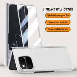 Magnetic Anti - Slip Hinge Protection Cover with HD Tempered Glass for Google Pixel 11 Pro Fold (Silver- -No Magnet)