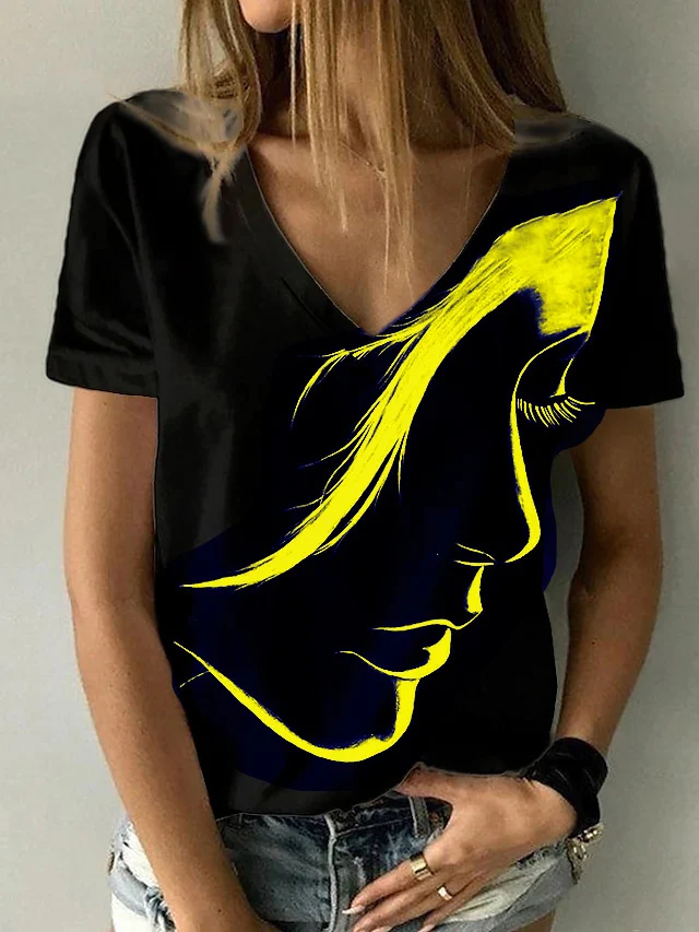 Sba9d19932cd84eae895b2376ec38ac818 - Abstract Portrait Painting T Shirt