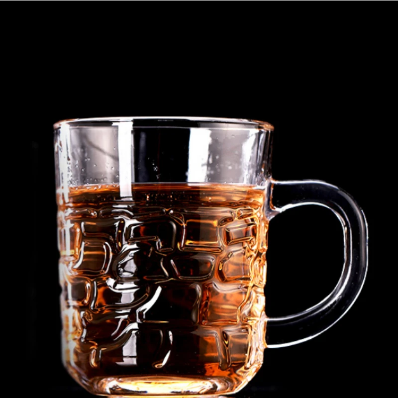 Glass Cup with Handle Drinkware Tea Cup Transparent Water Glass Beer Milk Juice Heat Resistant Bottle Water