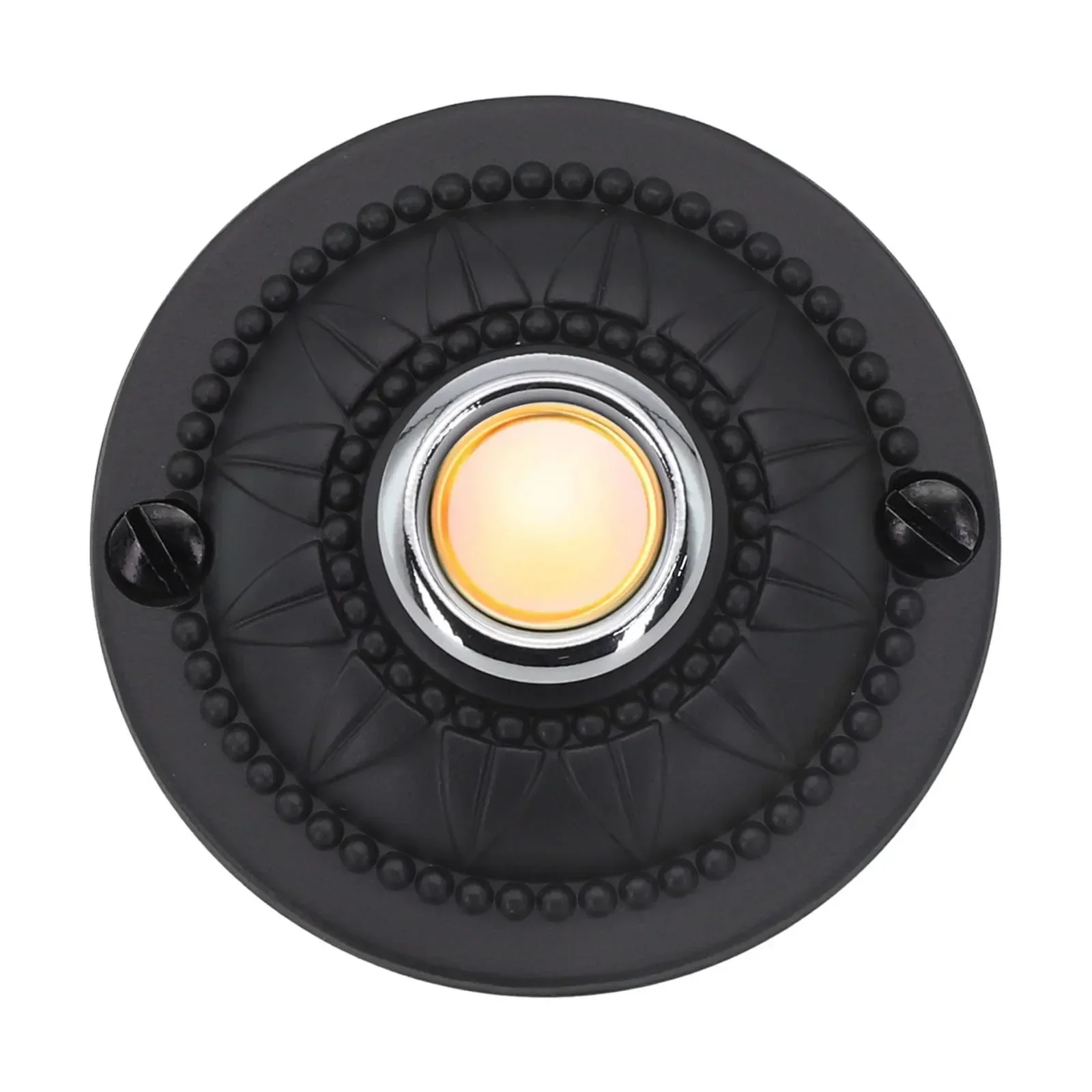 Round Metal Doorbell Push Button Black Wired Lighted Doorbell Button Replacement LED Door Chime Wall Mounted Switch wired doorbell