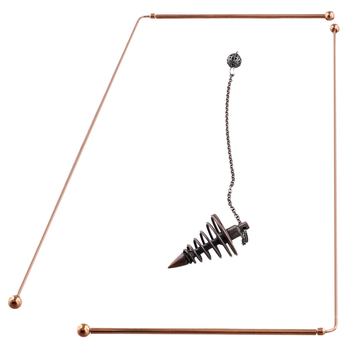 A62T-Copper Dowsing Rods-99.9% Pure Copper 2PCS Divining Rods Energy Water Witching Detector with Pendulum Pendant