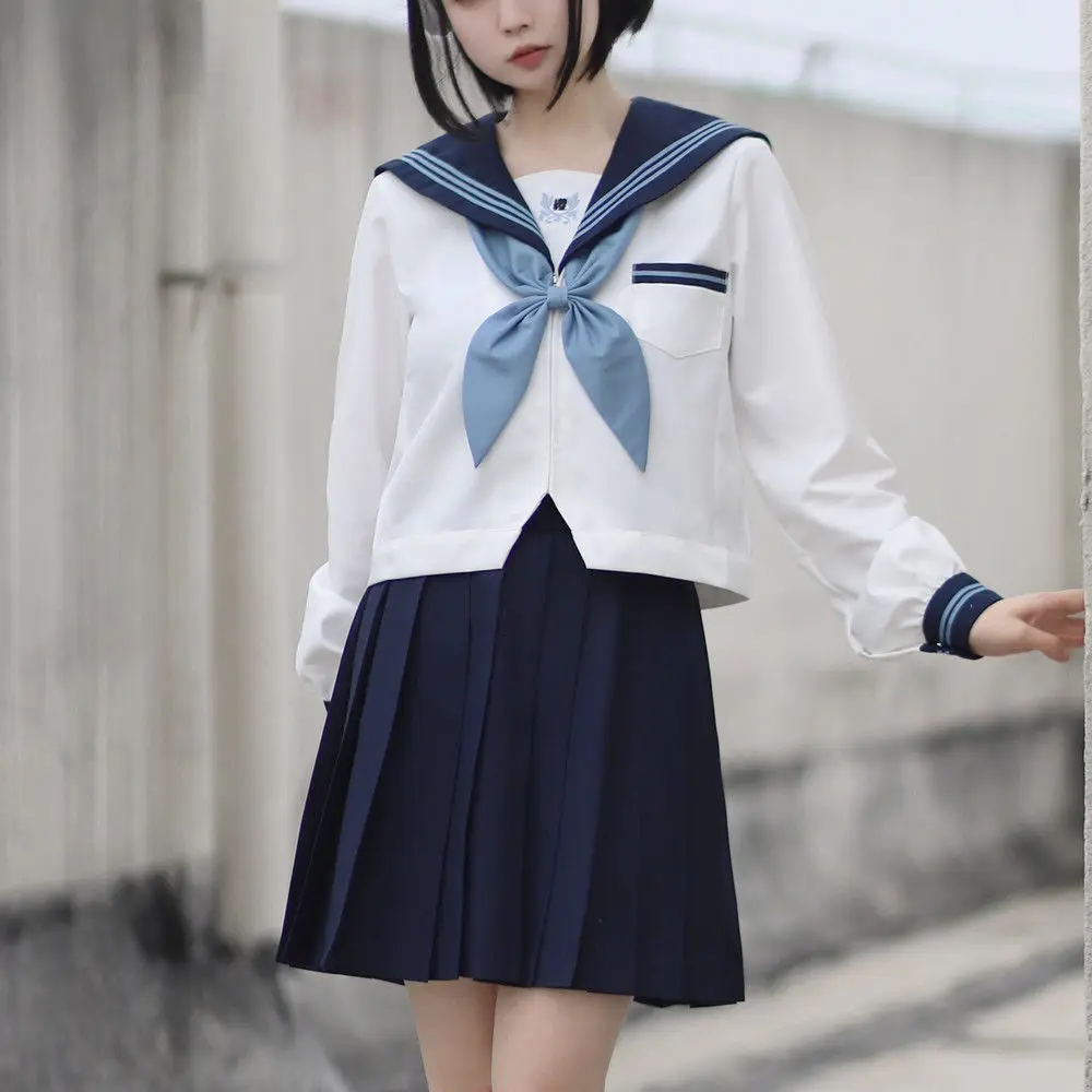 Sakurai Yigao Original Three Sailor Suit Jk Uniform College Wind Suit Long Short-sleeved Shirt
