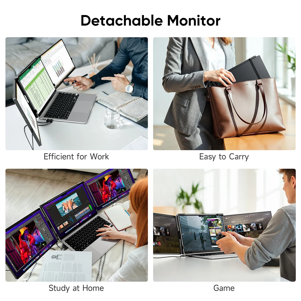 Dopesplay 14.1inch Laptops Screen Extender Triple Dual FHD 1200P IPS Portable Monitors For Windows Mac Android Chrome 14-17inch 6